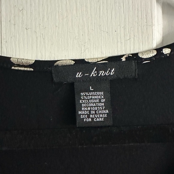 Flashy black and silver metallic animal print tee tshirt l large U-Knit - Picture 3 of 3